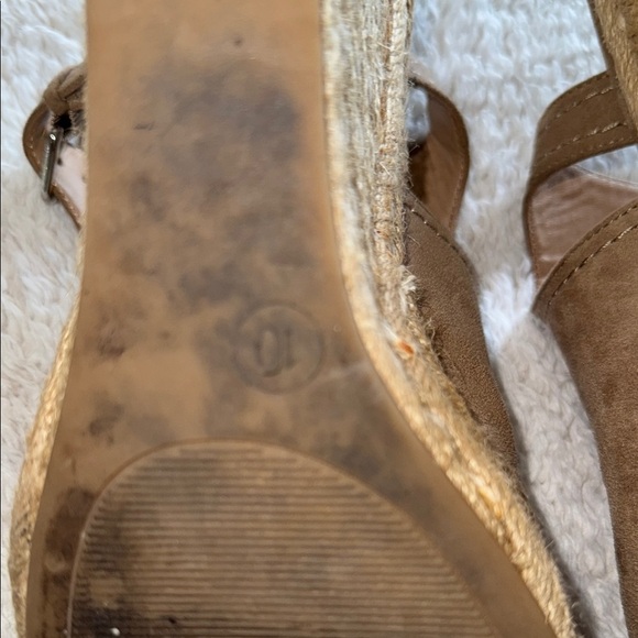 👡 Women’s Merona Peep Toe Espadrille Wedges – Taupe, Size 10 - Picture 11 of 13